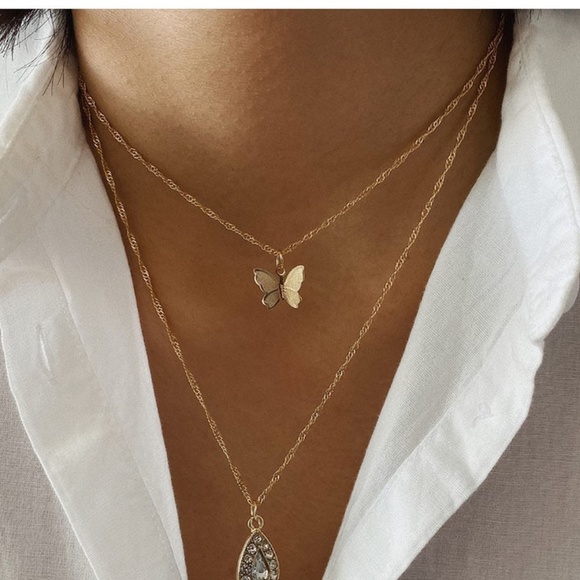 Boutique Jewelry - Gold Butterfly Pendant Choker